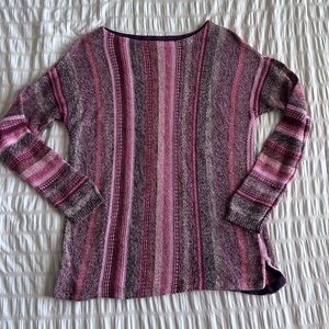 Chaps Pink and Brown Striped Knit Sweater (S)